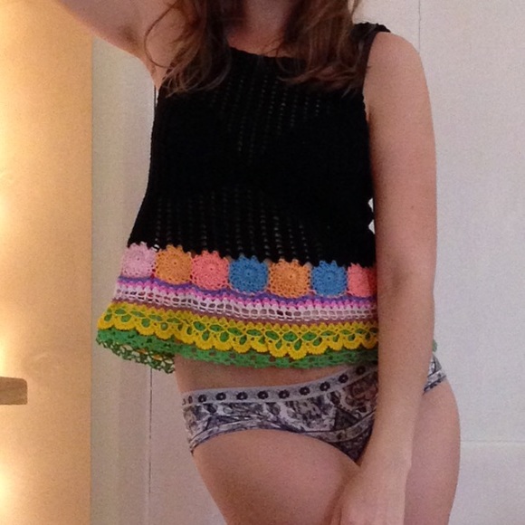 Vintage hippie crochet colorful top - Picture 3 of 4