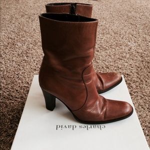 Charles David brown leather boots