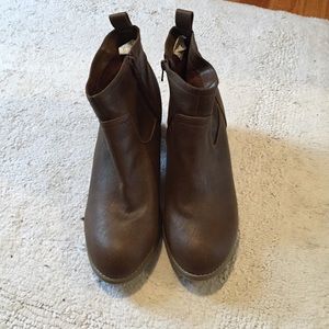 Brown leather booties