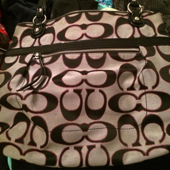 Coach tote with pink detail