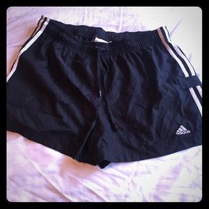 Black with white stripes Adidas soccer shorts