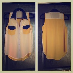 Color block sleeveless button up