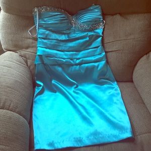 Aqua blue semi formal dress.