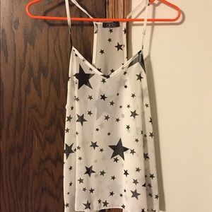 white and black stars tank top