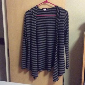 Black and Grey striped cardigan with hood