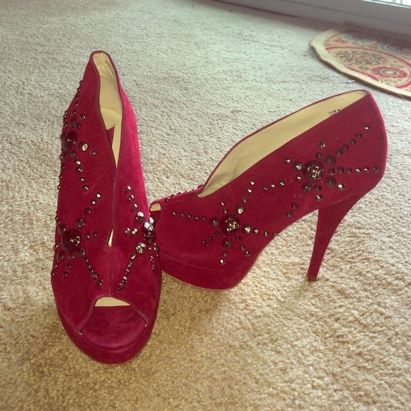 Deep Red Gorgeous velvet red heals from boutique 9