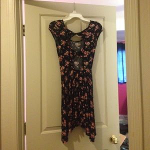 Black Floral Dress with Bow Back