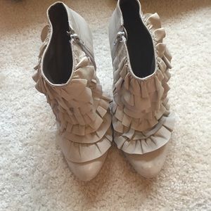 BCBG ruffled bootie high heels