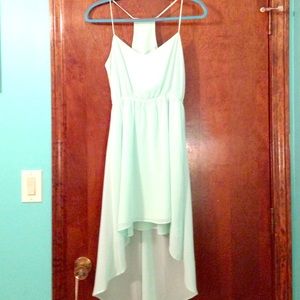 mint green high low dress