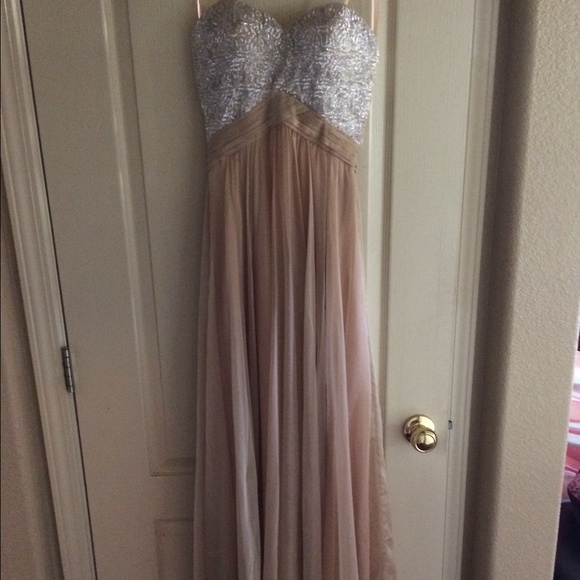 Nude floor length prom dress. Worn only once