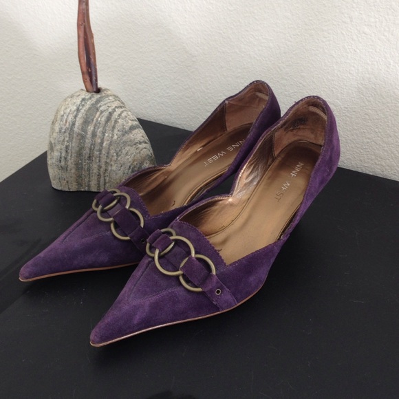 Nine West Pointy Purple Suede Pumps