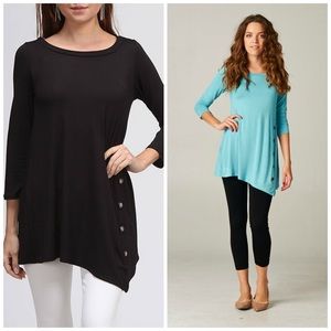 New Black Side Button Tunic - Large