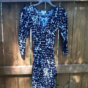 3/4 sleeve geometric design dress