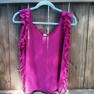 Pink ruffled blouse