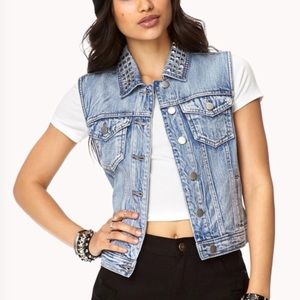 Studded Collar Jean Vest