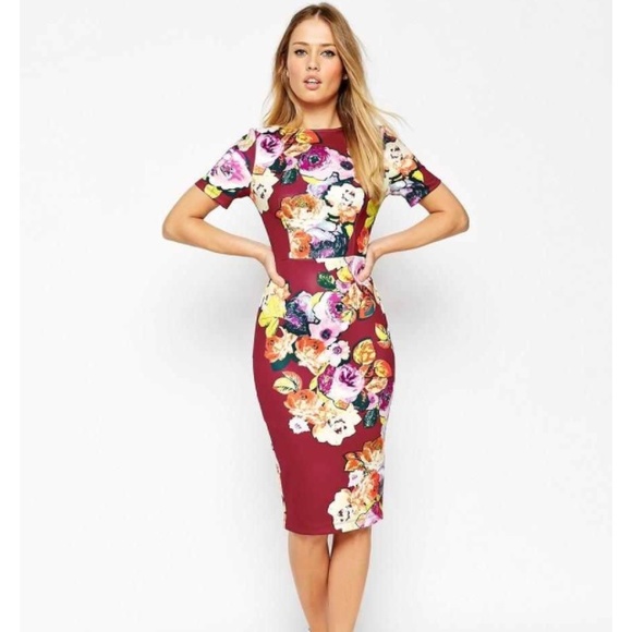 Floral Body-Con Scuba Dress
