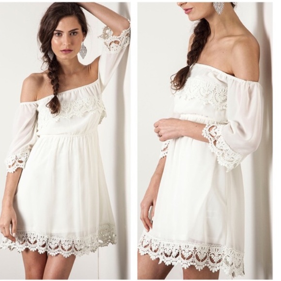 🔴SOLD🔴 Cream Crochet Dress - Picture 2 of 3