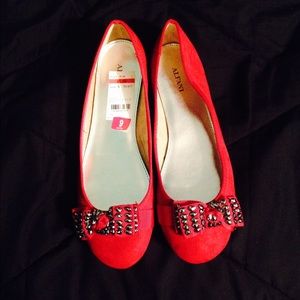 Red flats with embellished bow NWT!