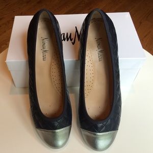 Neiman Marcus Quilted Ballerina Flats, Navy 9M