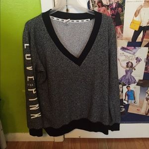 love pink v neck sweater