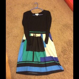 Long sleeve color block dress