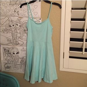 Teal spaghetti strap mini dress