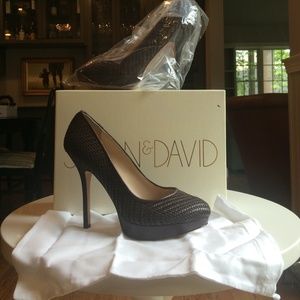 Joan & David Dark Brown Textile Platform Pump 8.5M