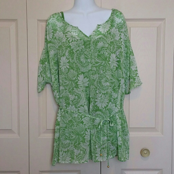 Green peasant tunic w/cami
