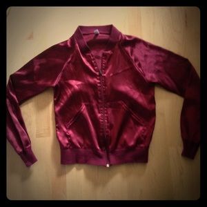 American Apparel Burgundy Bomber Jacket XXS