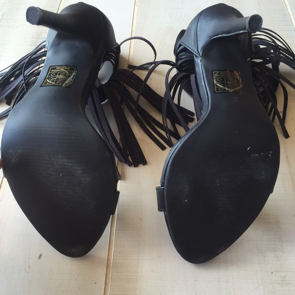 ❗️SOLD❗️Black Fringe Ankle Strap Heels - Picture 4 of 4