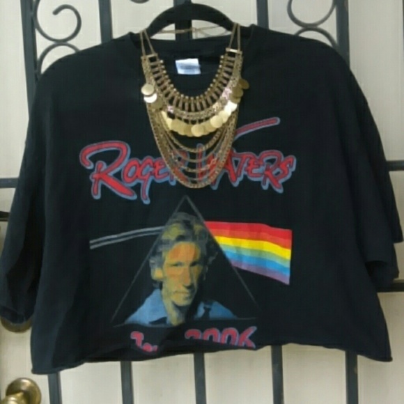 Oversized cropped Roger waters 2006 tour band tee