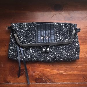 Jessica Simpson black and white clutch handbag