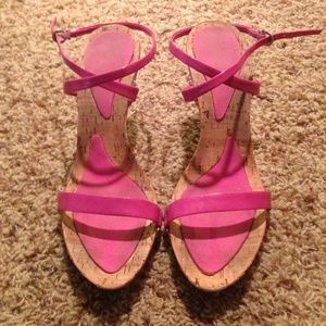 Make offer! 9 West Cork & Pink Ankle Strap Heels