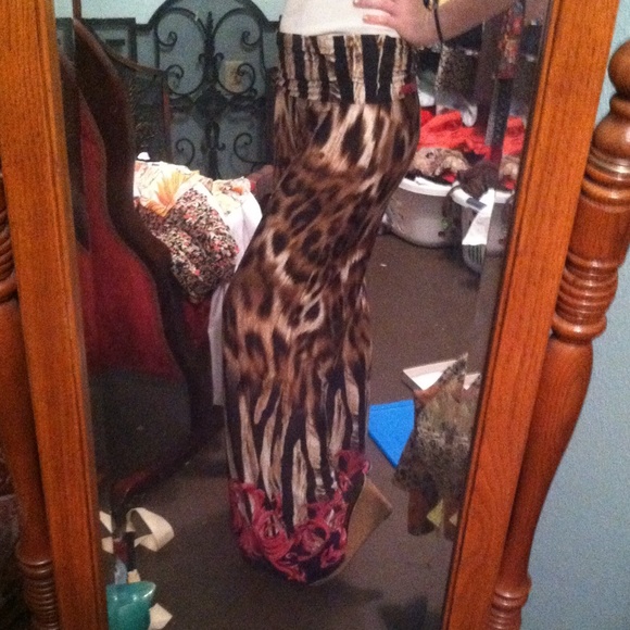Cheetah & Red Palazzo Pants - Picture 3 of 4