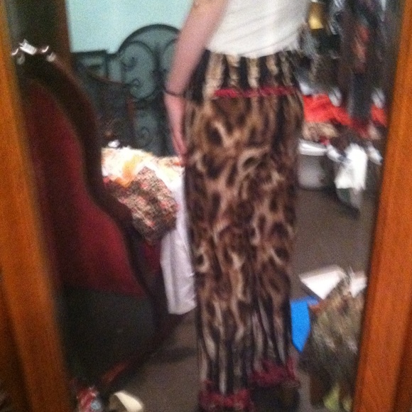 Cheetah & Red Palazzo Pants - Picture 4 of 4