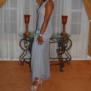 BCBG Light Shadow Blue special occasion dress.