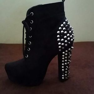 Black spiked and studded heels