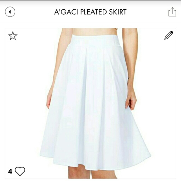 NWOT AGACI White Pleated Midi Skirt
