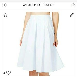 NWOT AGACI White Pleated Midi Skirt