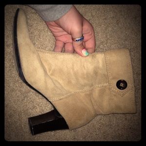 Predictions Beige And Dark Brown High-Heel Boots