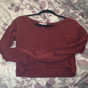 *TRADED*MAROON LONG SLEEVE CROP TOP