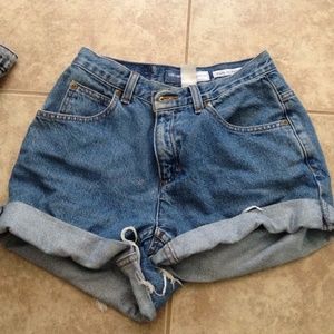 High waisted denim shorts