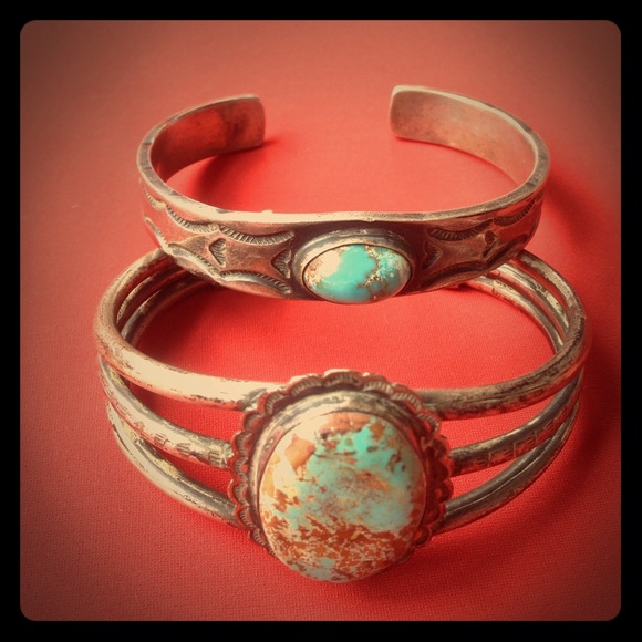 Sterling silver and turquoise bracelets