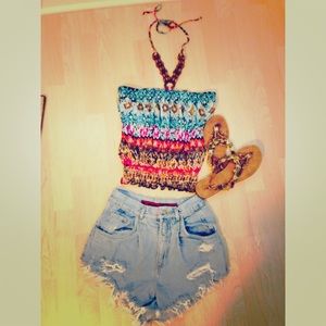 High waisted jean shorts