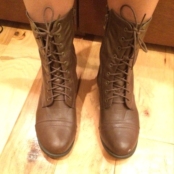 Cute brown combat boots