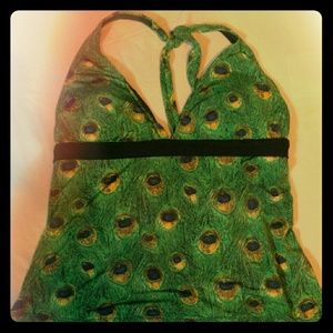 Peacock patterned tankini top