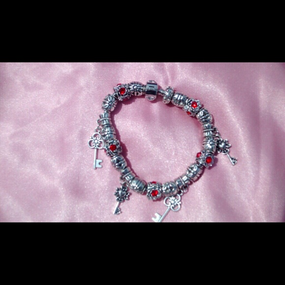 European Style Red and Silver Barrel Clasp
