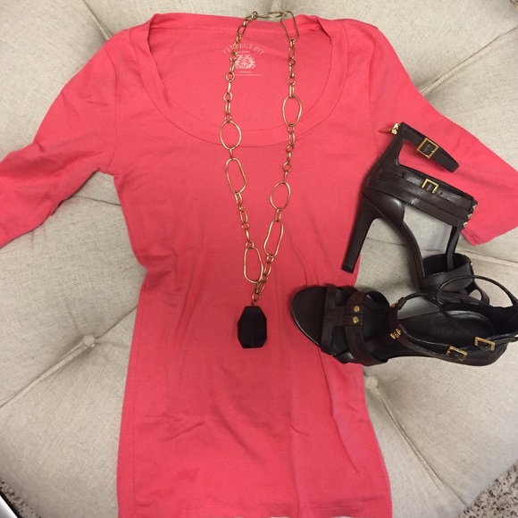 J.Crew "perfect fit" elbow sleeve tee in Melon XS