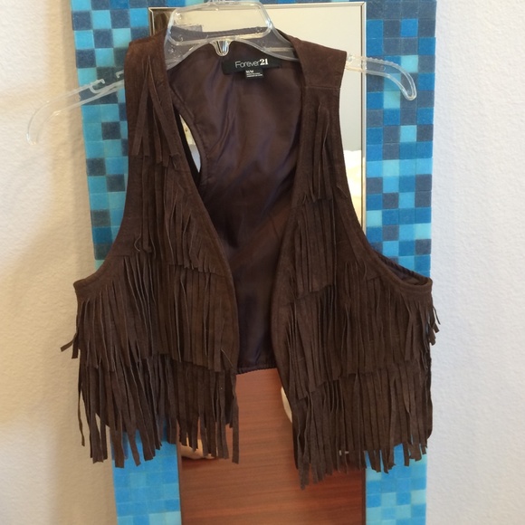 Forever 21 suede fringe vest