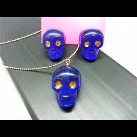 Beautiful royal blue translucent pendant set. BJ - Picture 2 of 2